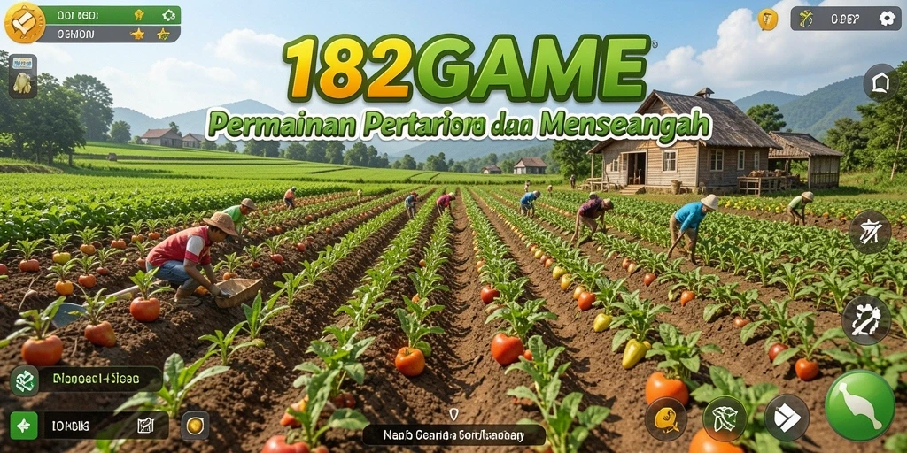 Screenshot gameplay 182GAME menunjukkan aktivitas pertanian yang seru.