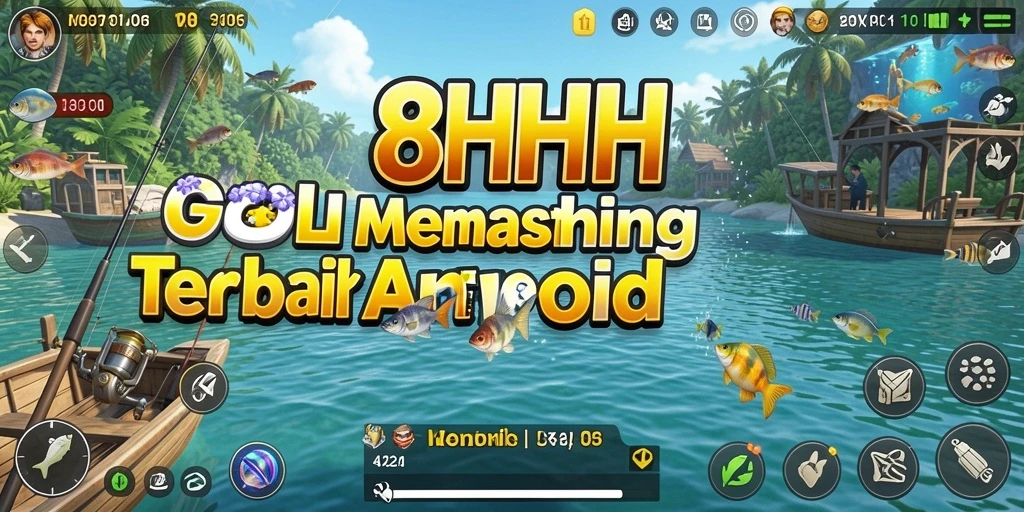 Tampilan gameplay <strong>8HHH</strong> yang menampilkan aksi memancing yang seru dan menantang.