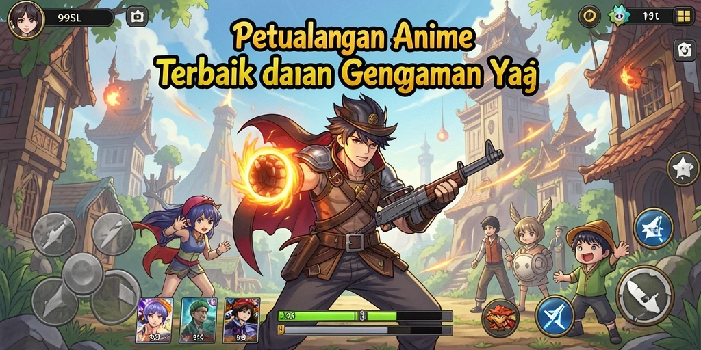 Tampilan gameplay seru dan interaktif di dunia anime yang memukau.