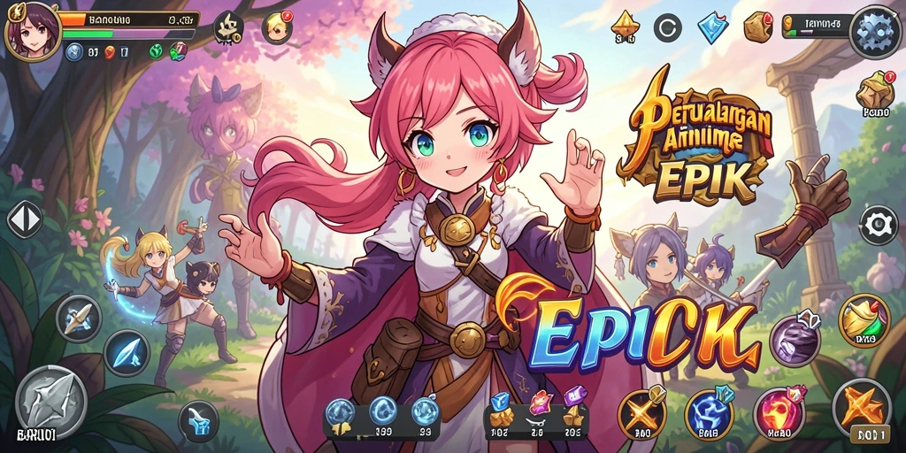 Tampilan gameplay seru di BARU01 memperlihatkan pertempuran karakter Anime.