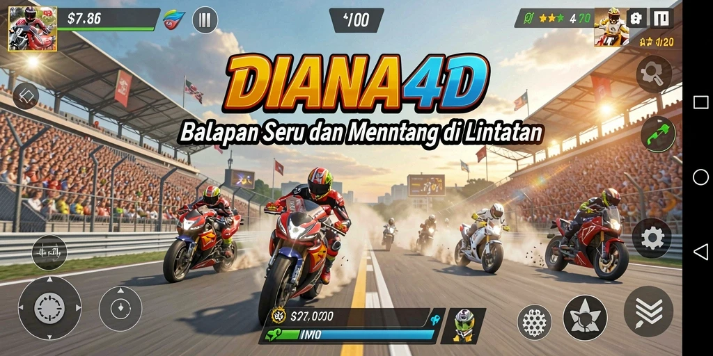Gameplay Racing DIANA4D yang mendebarkan di lintasan balap.