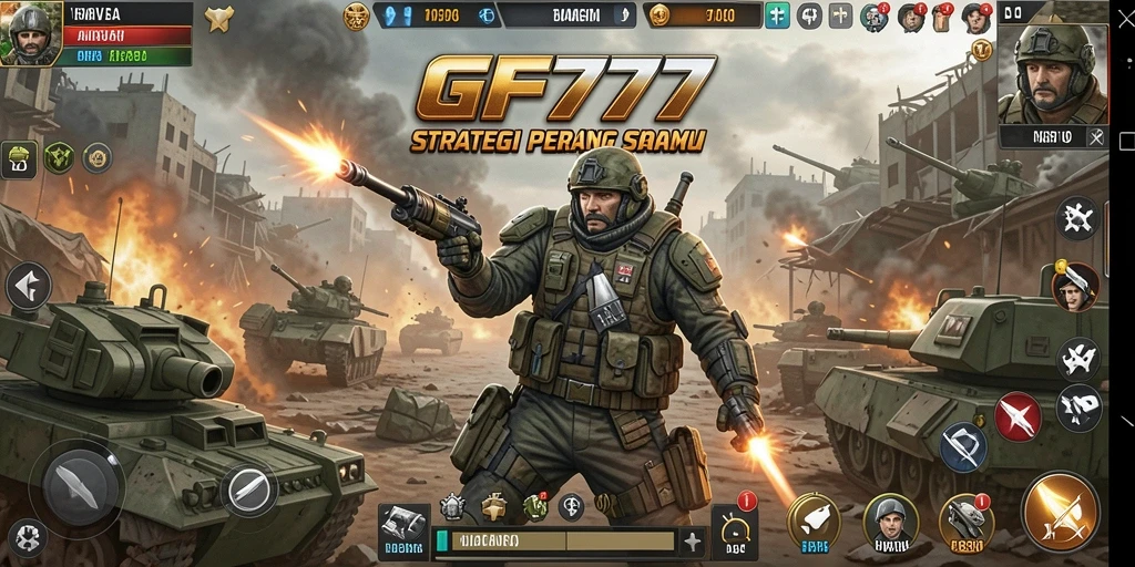 Tampilan screenshot GF777 yang menggambarkan aksi pertempuran strategi.