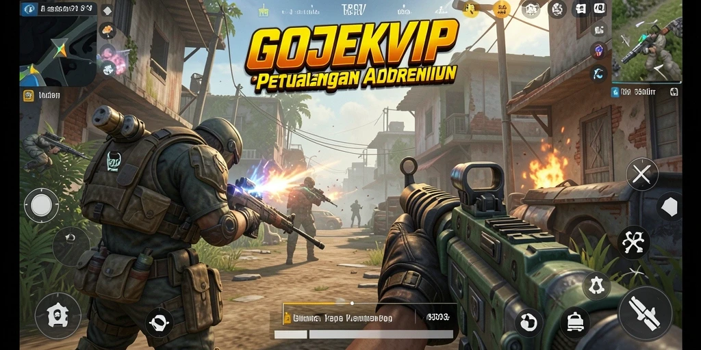 Gameplay seru GOJEKVIP dengan aksi tembak-menembak intens.