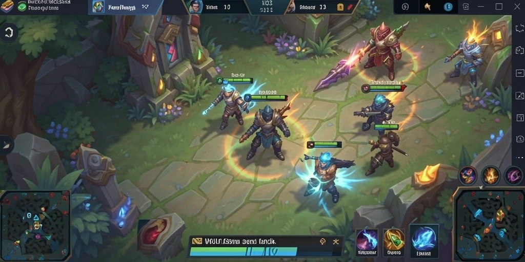 Screenshot H03 menampilkan aksi intens dalam pertempuran MOBA.