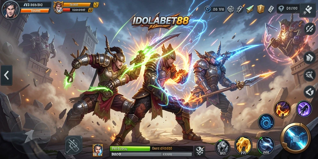Screenshot gameplay IDOLABET88 menampilkan aksi pertarungan yang mendebarkan.