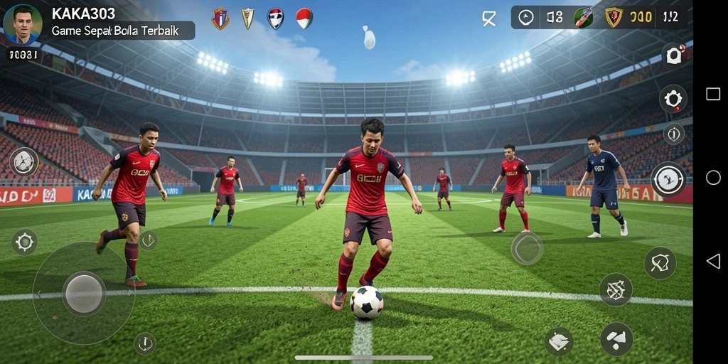 Screenshot gameplay <strong>KAKA303</strong> dengan aksi sepak bola seru dan grafis tinggi.