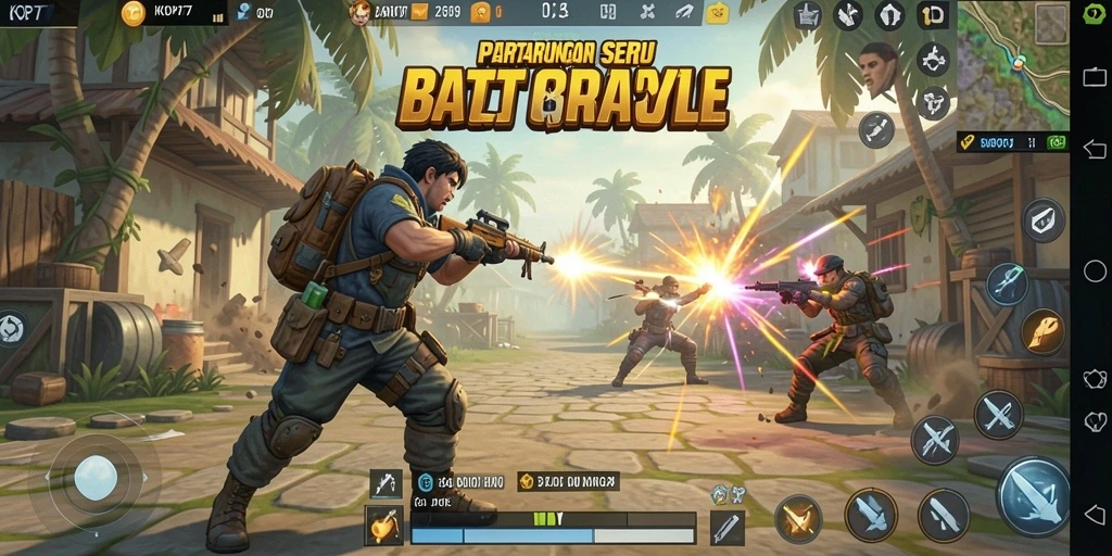 Tampilan gameplay KOPI77 yang mendebarkan dalam pertempuran Battle Royale.