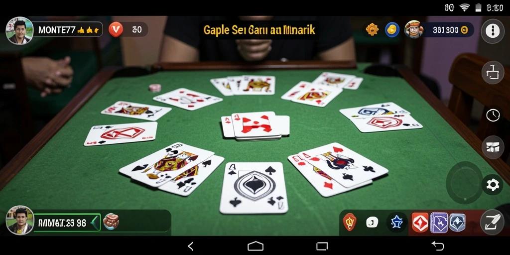 Screenshot gameplay MONTE77 menampilkan pengalaman Gaple yang seru.