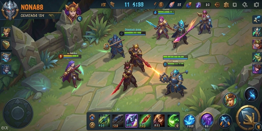 Gameplay seru NONA88 dengan pertarungan tim yang menarik.