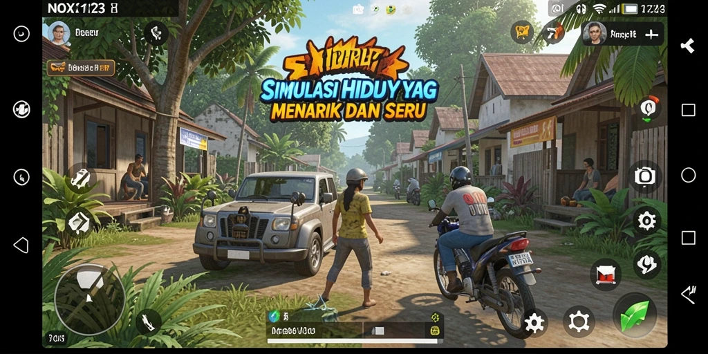 Tampilan gameplay keren dari NOX123 yang menunjukkan aktivitas karakter.
