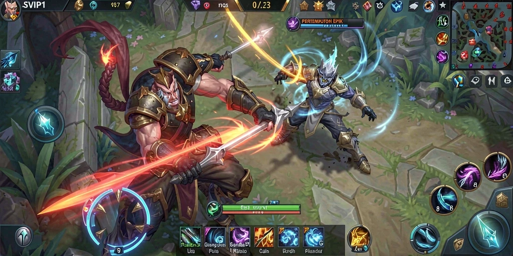 Gameplay menarik dari SVIP1 yang menunjukkan aksi pertempuran MOBA.