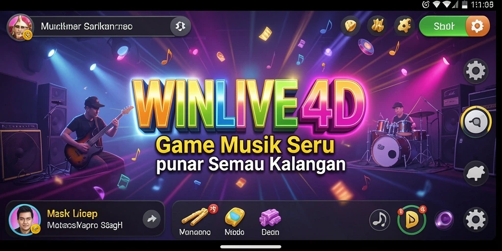 Tangkapan layar gameplay <strong>WINLIVE4D</strong> menampilkan kompetisi musik yang seru.