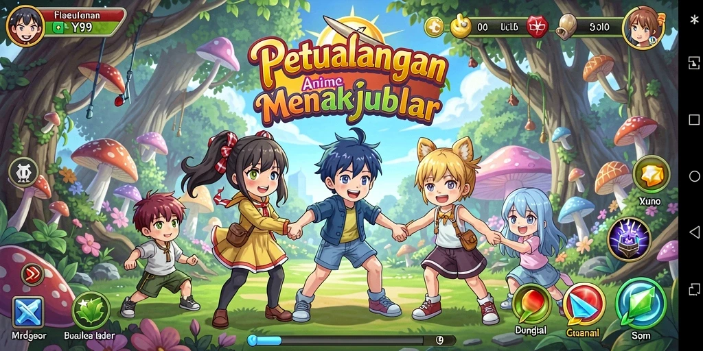 Screenshot gameplay Y89 yang penuh aksi dan karakter Anime menarik.